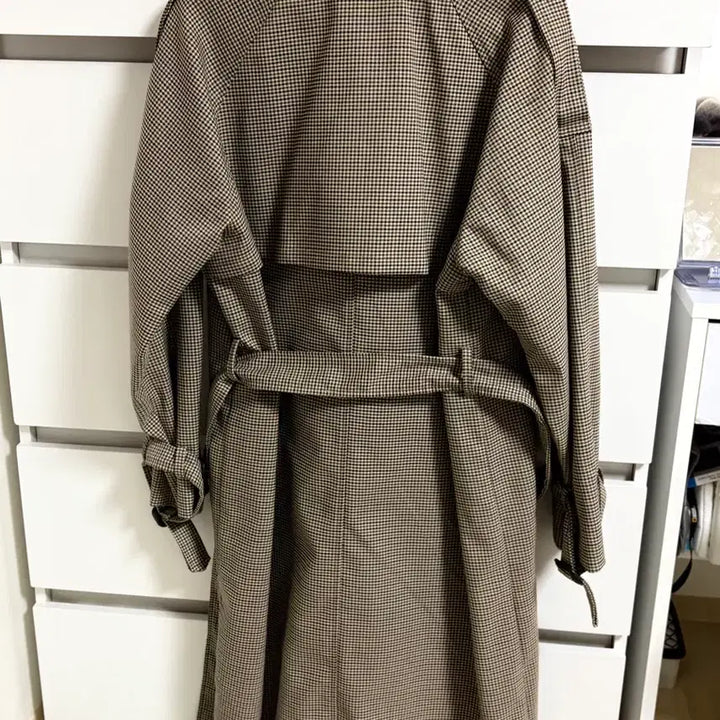 [BUNJANG] 98℃ Check Long Trench Coat / 98도씨 체크 롱 트렌치코트