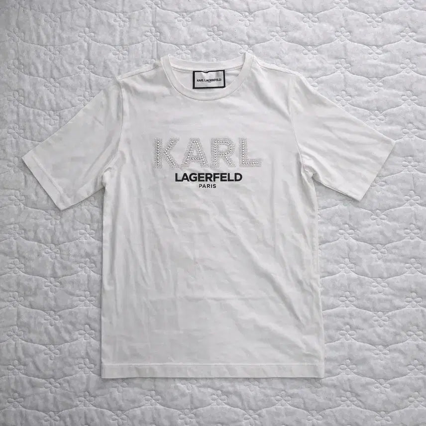 [BUNJANG] Karl Lagerfeld Logo T-shirt / 칼 라거펠트 KARL 로고 반팔티 화이트 55