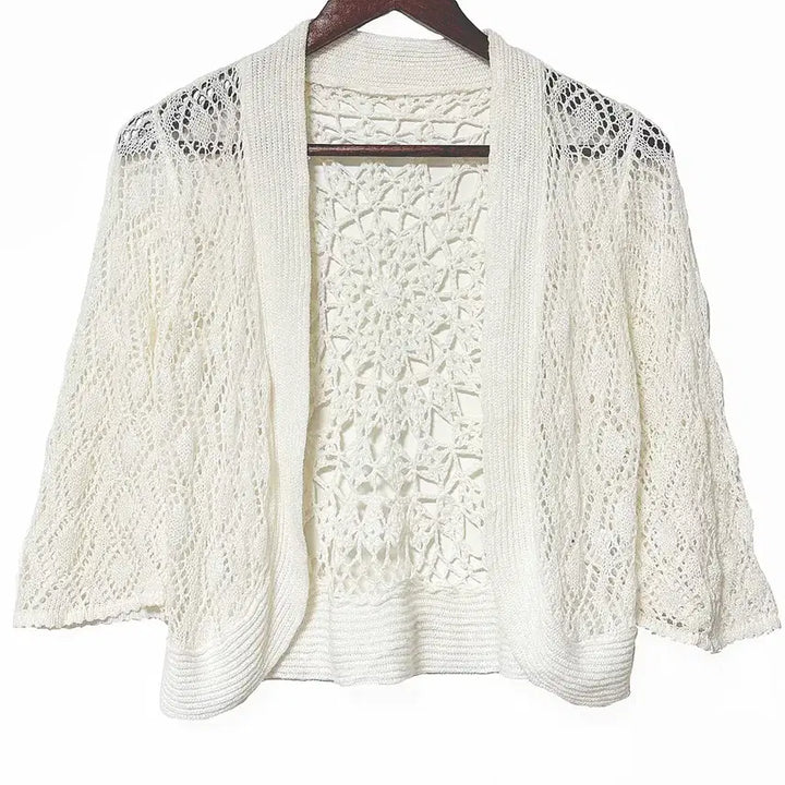 [SOLD OUT] 일본빈티지 뜨개펀칭 오픈가디건 아이보리 모리걸하구미룩갸루y2k 히피