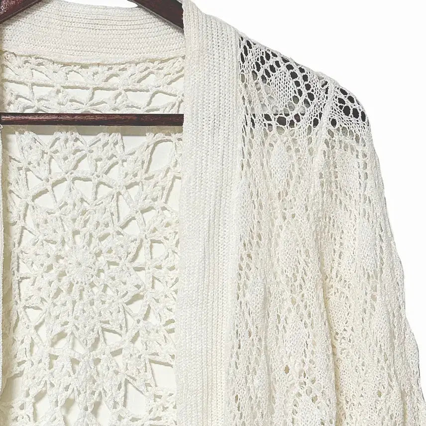 [SOLD OUT] 일본빈티지 뜨개펀칭 오픈가디건 아이보리 모리걸하구미룩갸루y2k 히피