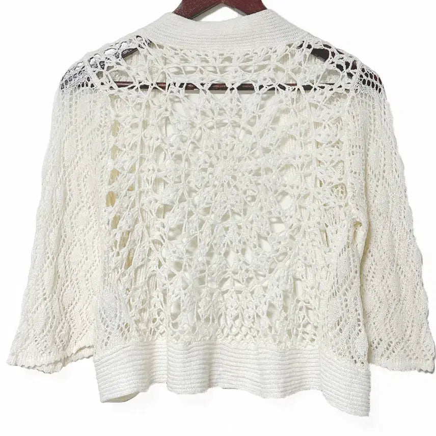 [SOLD OUT] 일본빈티지 뜨개펀칭 오픈가디건 아이보리 모리걸하구미룩갸루y2k 히피