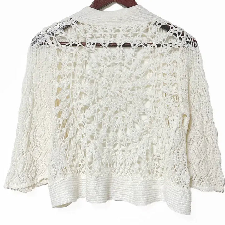 [SOLD OUT] 일본빈티지 뜨개펀칭 오픈가디건 아이보리 모리걸하구미룩갸루y2k 히피