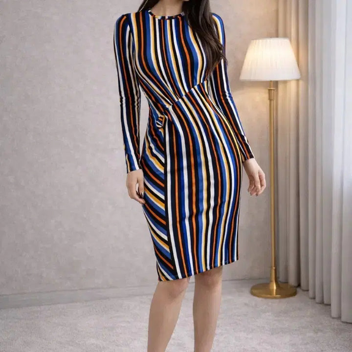 [BUNJANG] ZARA Striped Slim Fit Dress / 자라 스트라이프 슬림핏 원피스 M 여성용 라인핏
