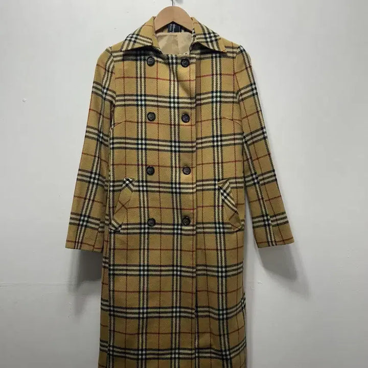 [BUNJANG] Check Double Button Long Coat / 체크 더블 버튼 롱 코트 55