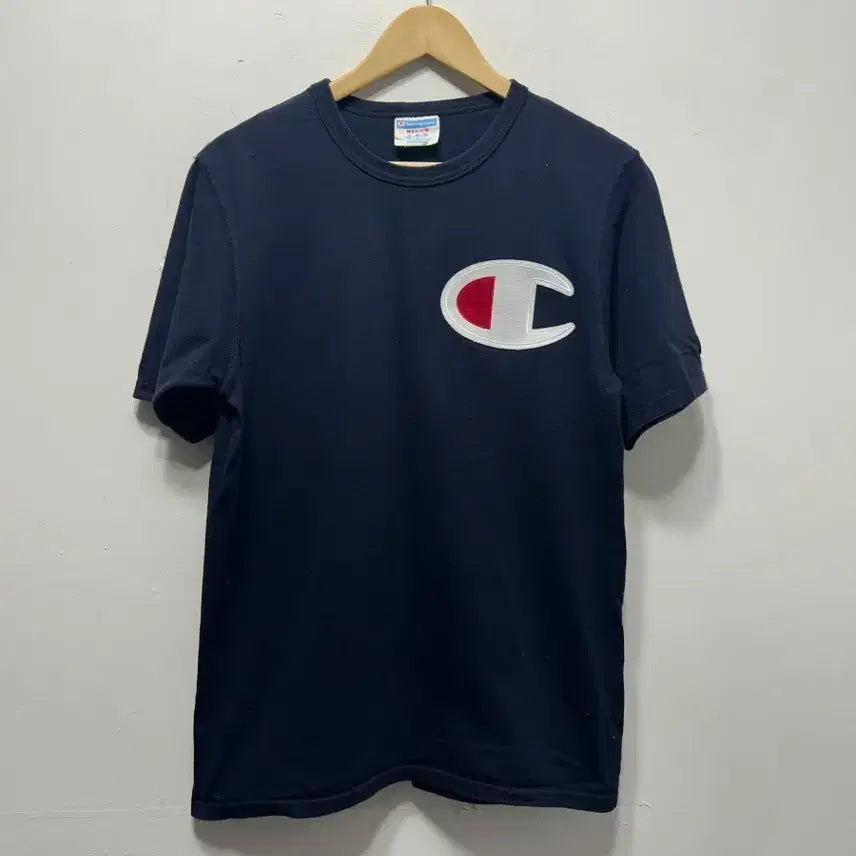 [BUNJANG] Champion Big Logo Navy T-Shirt M / 챔피온 빅로고 반팔 티셔츠 네이비 M