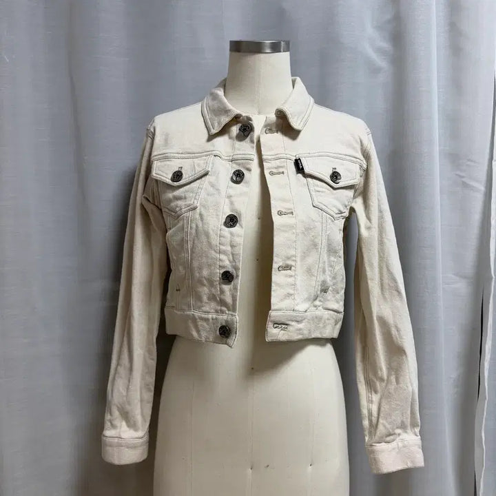 [BUNJANG] Gola Ivory Crop Denim Jacket / Gola 아이보리 크롭 청자켓