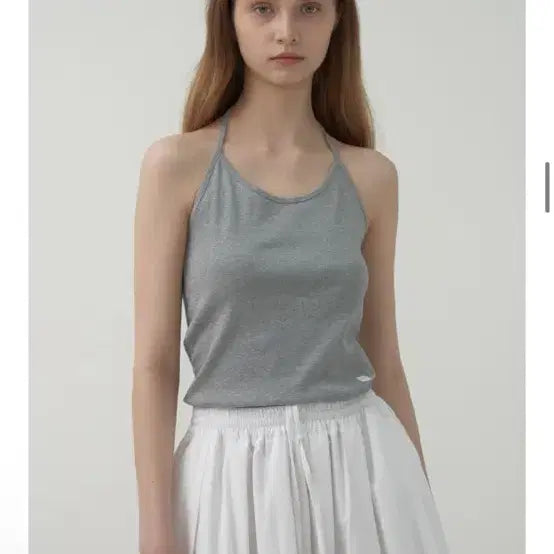 [BUNJANG] Mot Halter Sleeveless Top - Gray / 모트 홀터 슬리브리스 그레이