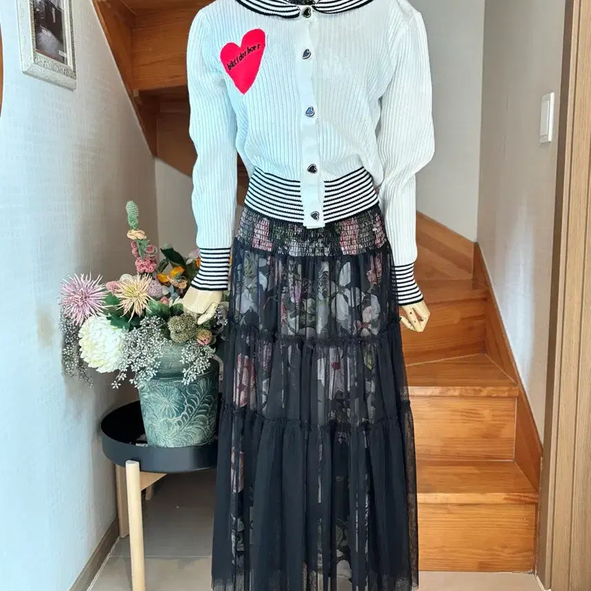 [BUNJANG] Heart Point Sailor Cardigan / 하트 포인트 세일러 카디건