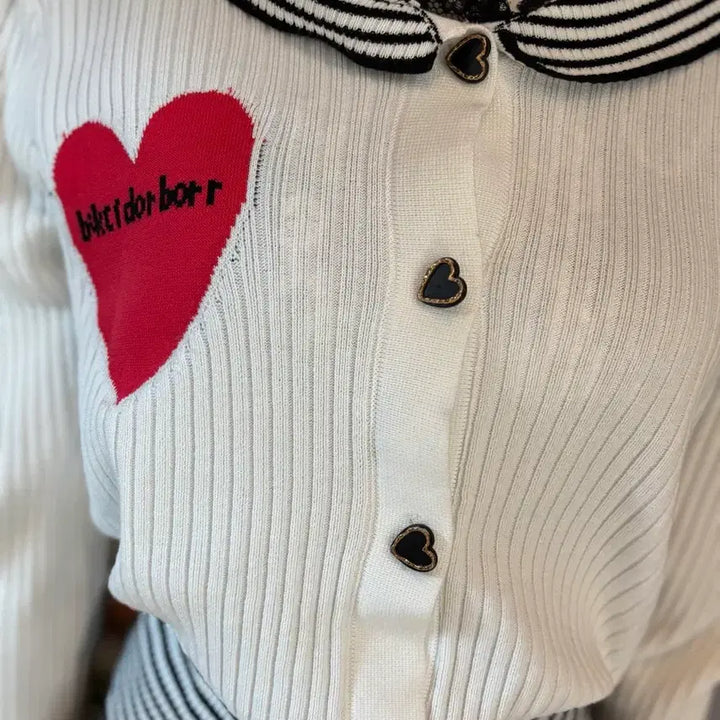 [BUNJANG] Heart Point Sailor Cardigan / 하트 포인트 세일러 카디건