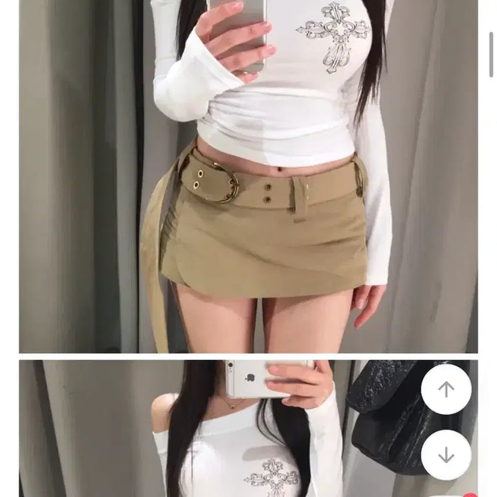 [BUNJANG] Avely One Shoulder Long Sleeve T-shirt - Ivory / 에이블리 원숄더 긴팔티 아이보리