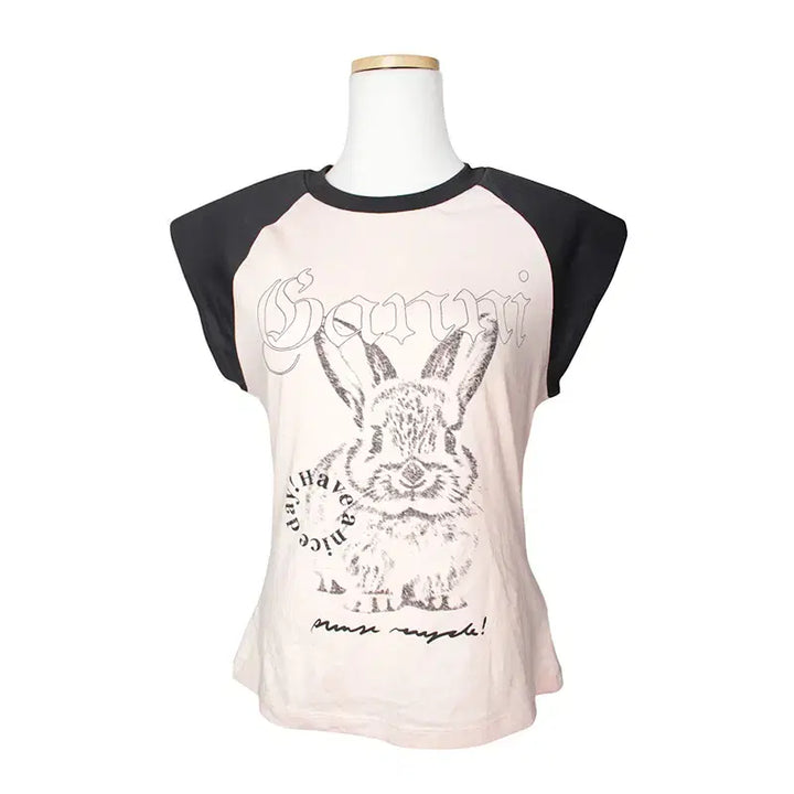 [BUNJANG] Ganni Pink Rabbit Raglan T-shirt / 가니 핑크 레빗 래글런 티셔츠 66