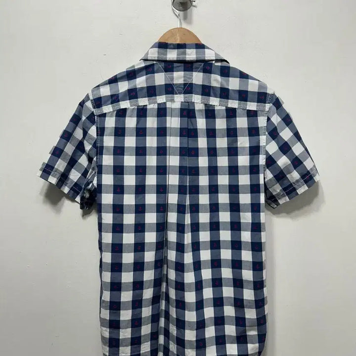[BUNJANG] Tommy Hilfiger Gingham Check Anchor Short Sleeve Shirt / 타미힐피거 깅엄체크 닻 반팔셔츠 S