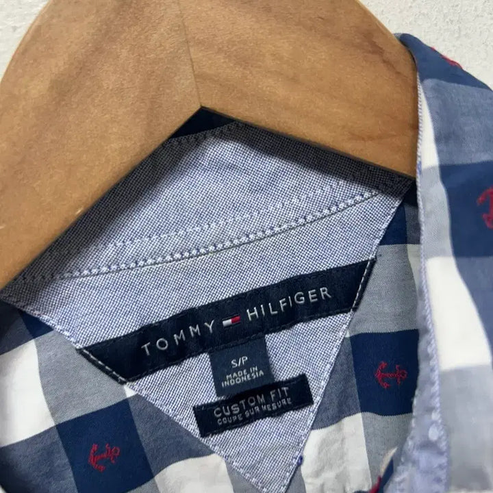 [BUNJANG] Tommy Hilfiger Gingham Check Anchor Short Sleeve Shirt / 타미힐피거 깅엄체크 닻 반팔셔츠 S