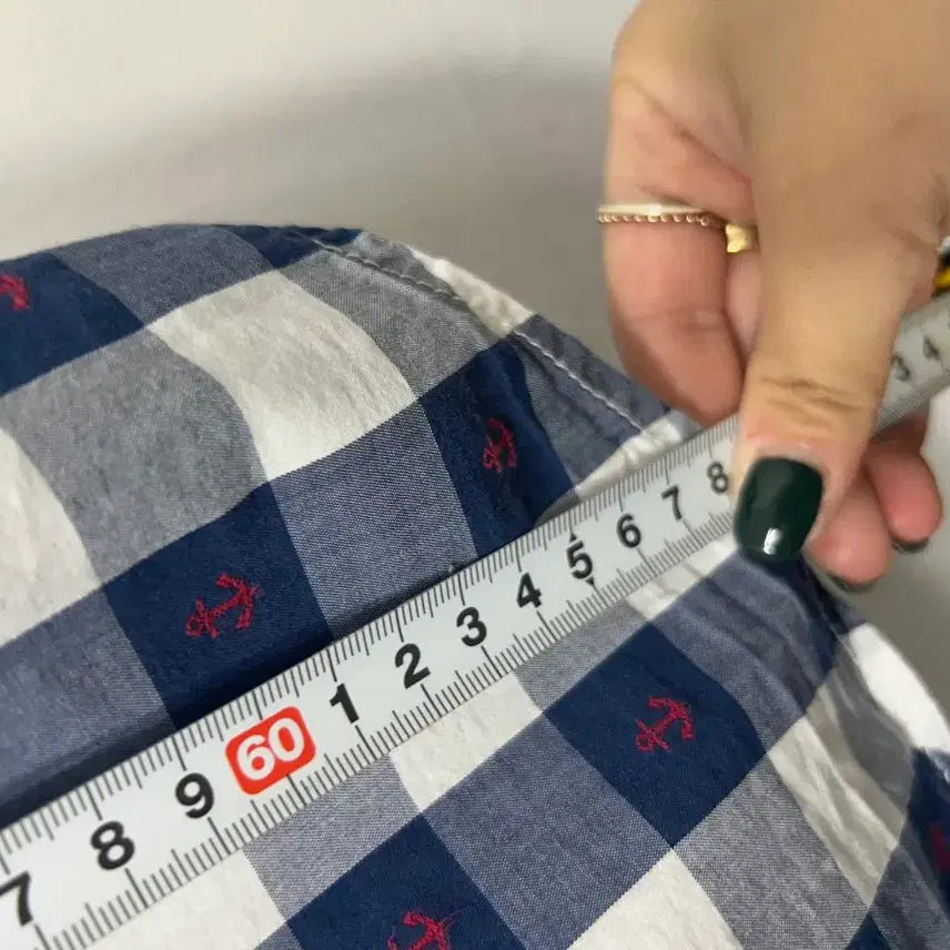 [BUNJANG] Tommy Hilfiger Gingham Check Anchor Short Sleeve Shirt / 타미힐피거 깅엄체크 닻 반팔셔츠 S