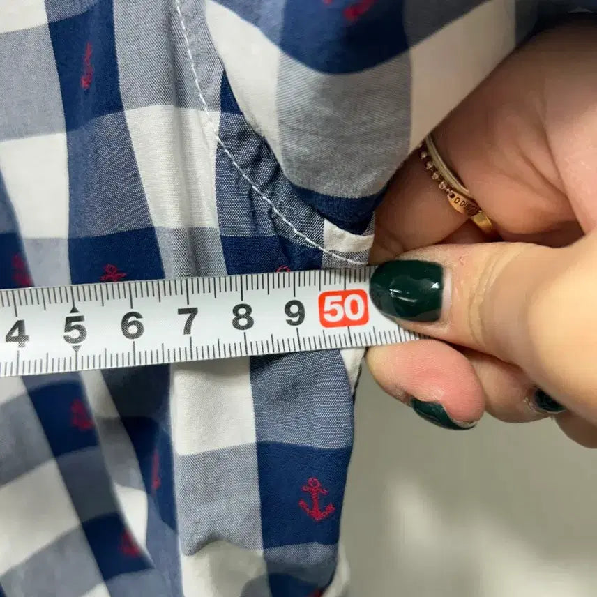 [BUNJANG] Tommy Hilfiger Gingham Check Anchor Short Sleeve Shirt / 타미힐피거 깅엄체크 닻 반팔셔츠 S