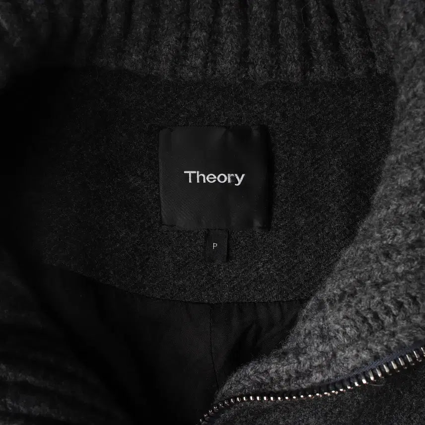 [BUNJANG] Theory Wool Blend Military Knit Collar Zip-Up Coat / 띠어리 울 블렌드 밀리터리 니트 카라 집업 코트