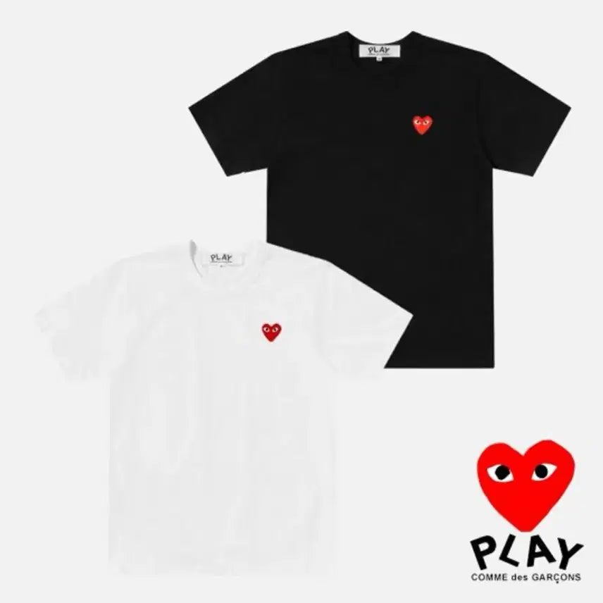 [BUNJANG] Comme des Garcons Play Heart Unisex Short Sleeve T-shirt / (새상품/정품) 꼼데 플레이 하트 남녀공용 반팔티 블랙/화이트 S~XL