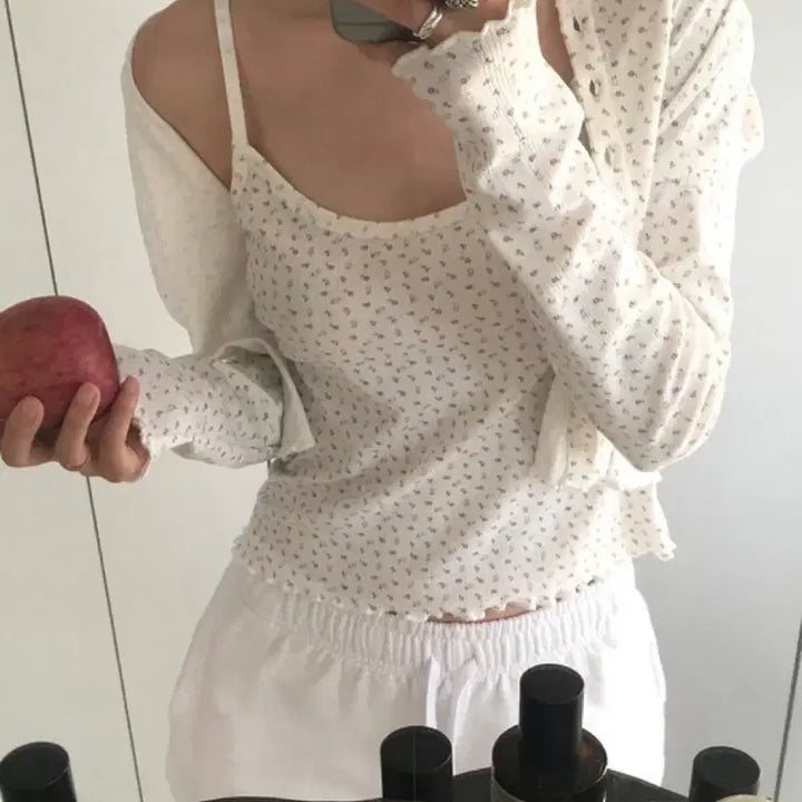[BUNJANG] Riel Rosemary Cardigan Set (White Flower) / 리엘 Rosemary cardigan set (white flower)
