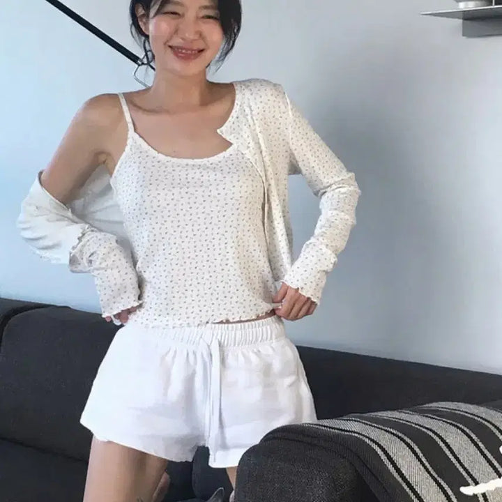 [BUNJANG] Riel Rosemary Cardigan Set (White Flower) / 리엘 Rosemary cardigan set (white flower)