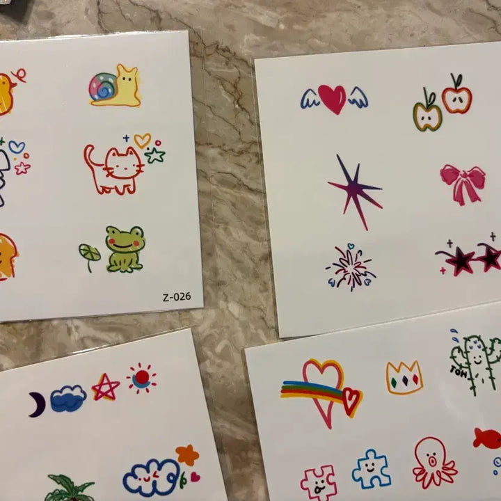[SOLD OUT] 컬러 타투스티커 여러장 일괄 반영구 타투 문신 헤나 스티커