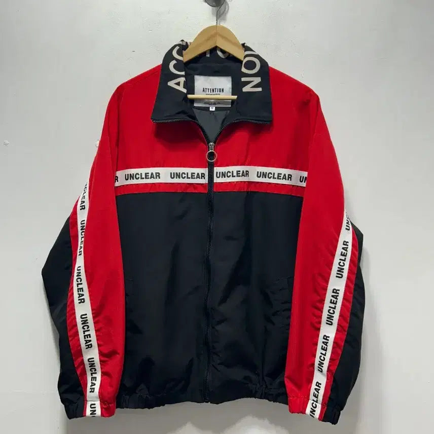 [BUNJANG] ATTENTION Red Black Track Jacket L / ATTENTION 레드 블랙 트랙 자켓 L