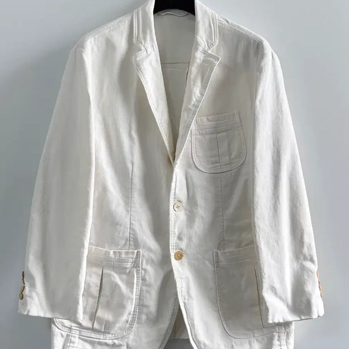 [BUNJANG] Polo White Cotton Blazer Jacket / 폴로 화이트 코튼 블레이저 자켓 (va.14)