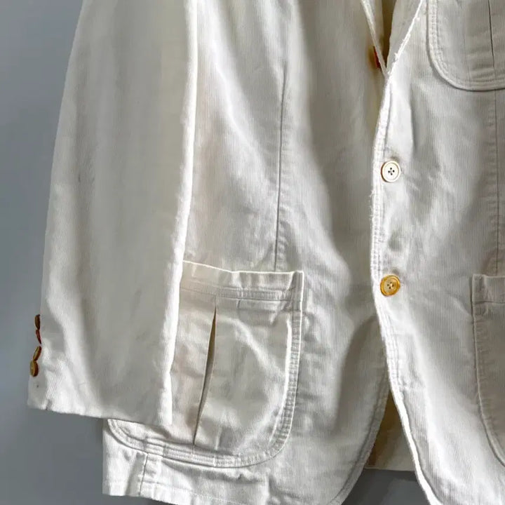 [BUNJANG] Polo White Cotton Blazer Jacket / 폴로 화이트 코튼 블레이저 자켓 (va.14)