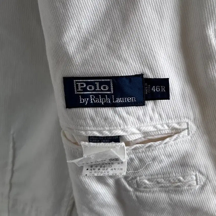 [BUNJANG] Polo White Cotton Blazer Jacket / 폴로 화이트 코튼 블레이저 자켓 (va.14)