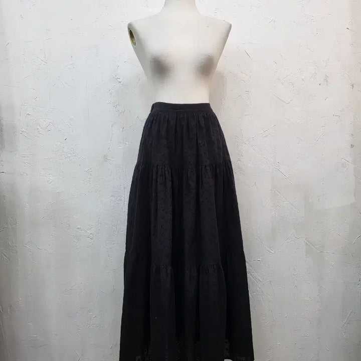 [BUNJANG] Black Ruffle Long Skirt (S) / 블랙 캉캉 롱 스커트S