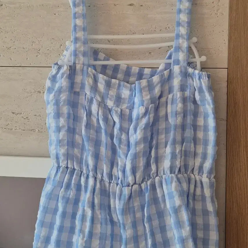 [BUNJANG] Blue Gingham Check Long Dress / 블루 깅엄체크 롱 원피스