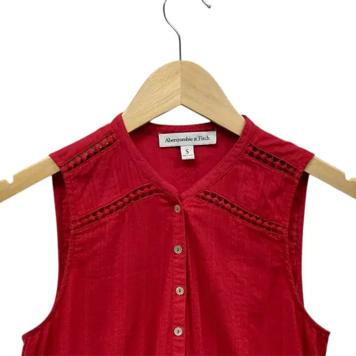 [BUNJANG] Abercrombie &amp; Fitch Red Frill Tank Top (S) / 아베크롬비 A&amp;F 레드 탑 프릴나시 S