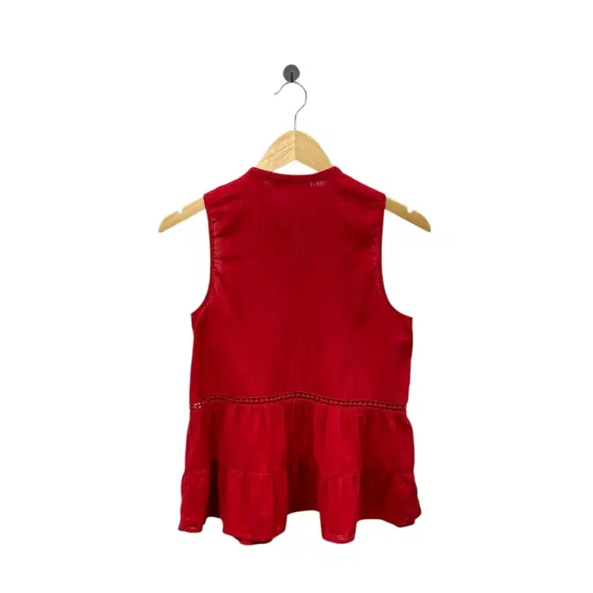 [BUNJANG] Abercrombie &amp; Fitch Red Frill Tank Top (S) / 아베크롬비 A&amp;F 레드 탑 프릴나시 S