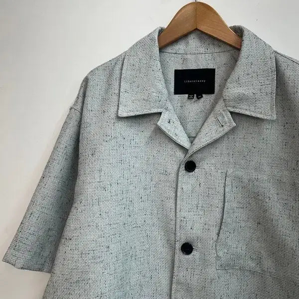 [SOLD OUT] 105 리버클래시 라이트블루 썸머트위드 오픈칼라 하프 셔켓 반팔 셔츠