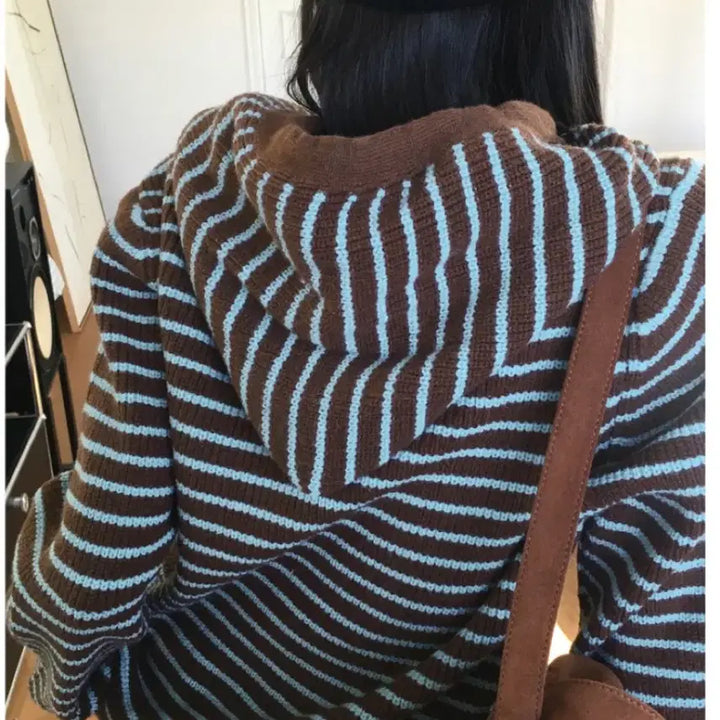[BUNJANG] Nakita Striped Hooded Knit / 나키타 스트라이프 후드 니트
