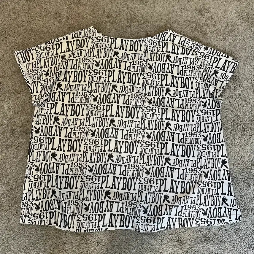 [BUNJANG] Playboy Logo Pattern Sleeveless T-shirt / 플레이보이 로고 패턴 반팔 슬리브리스L