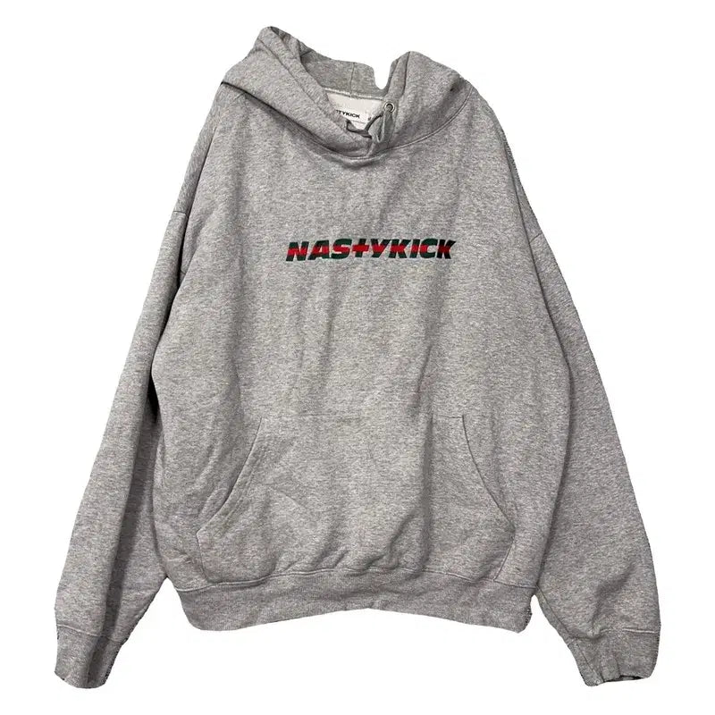 [BUNJANG] Nasty Kick Light Gray Hoodie XL / 내스티킥 프린팅 라이트 그레이 후드티 XL