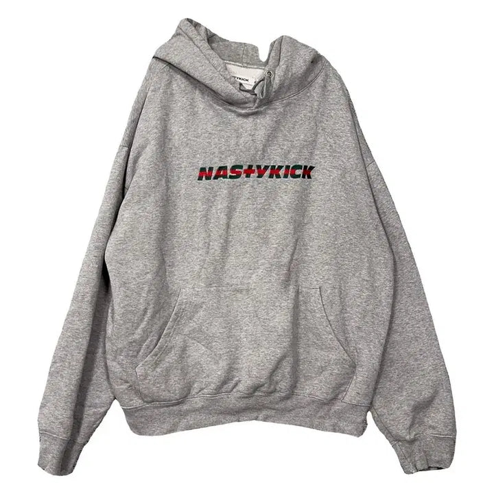 [BUNJANG] Nasty Kick Light Gray Hoodie XL / 내스티킥 프린팅 라이트 그레이 후드티 XL