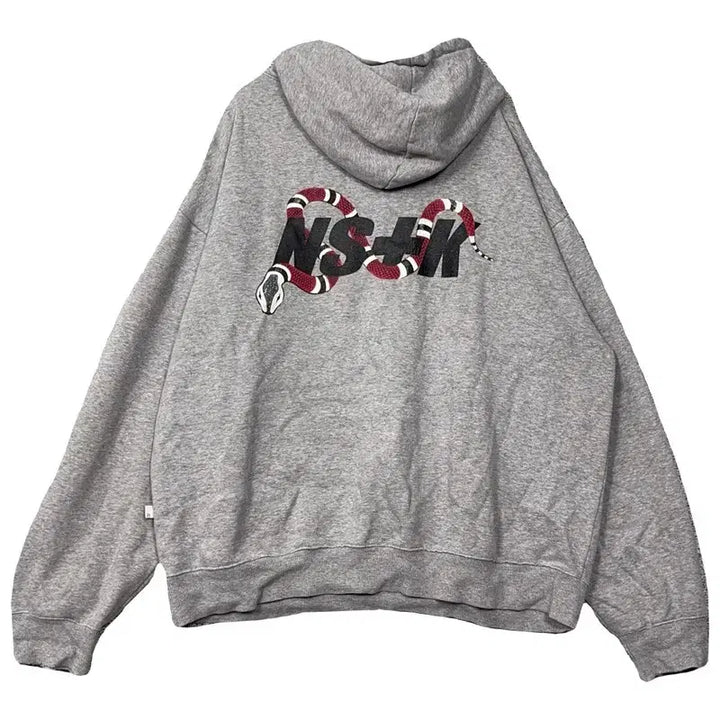 [BUNJANG] Nasty Kick Light Gray Hoodie XL / 내스티킥 프린팅 라이트 그레이 후드티 XL