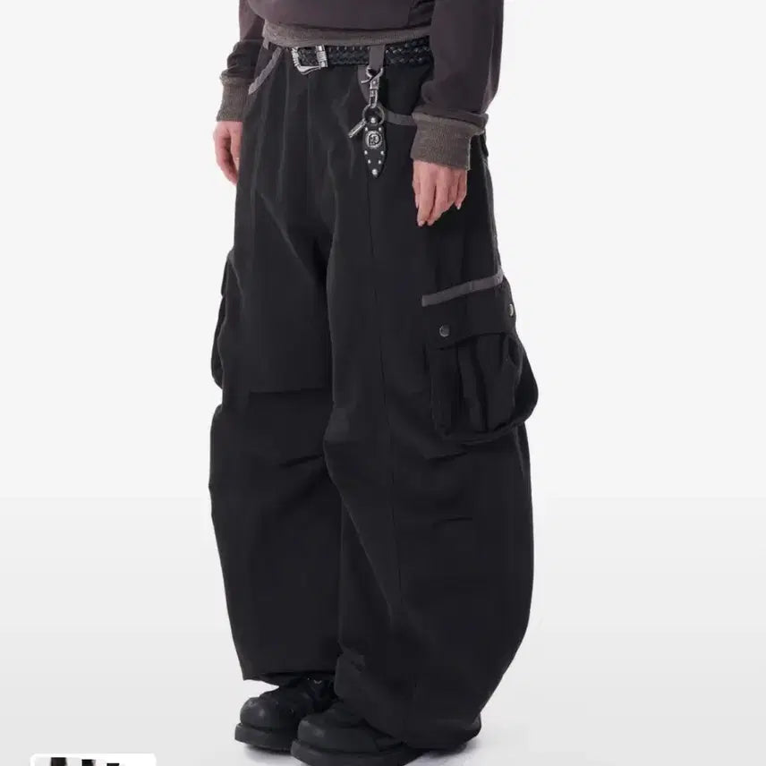 [BUNJANG] Acom Pin-tuck Contrast Cargo Pants / 아캄 Knee Pin-tuck Contrast Cargo Pants