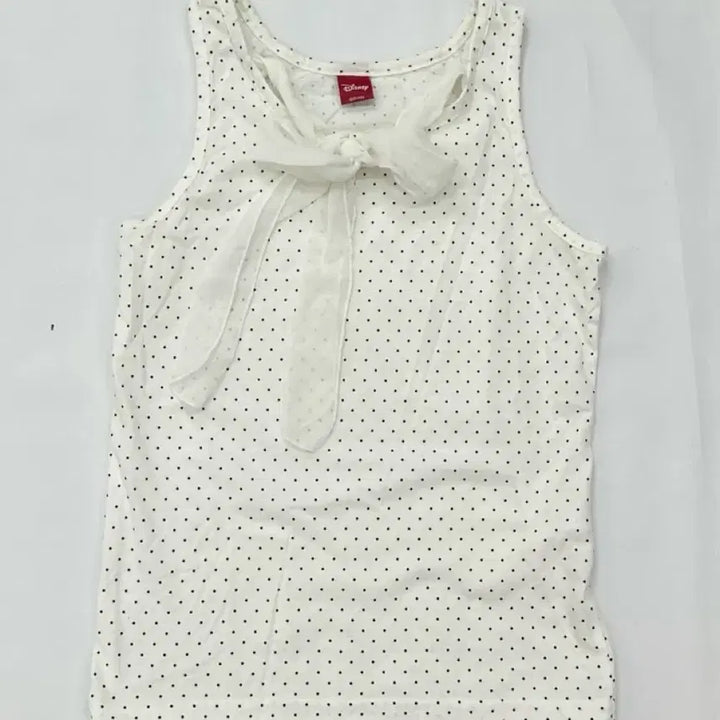 [BUNJANG] Disney Navy Dot Short Sleeve Blouse with Ribbon / 디즈니 네이비 도트 반팔 블라우스 리본