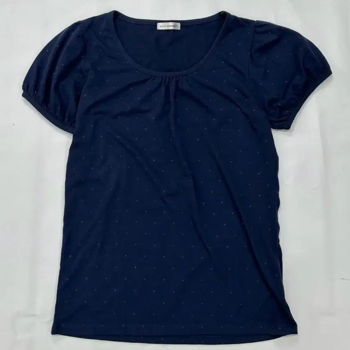 [BUNJANG] Disney Navy Dot Short Sleeve Blouse with Ribbon / 디즈니 네이비 도트 반팔 블라우스 리본
