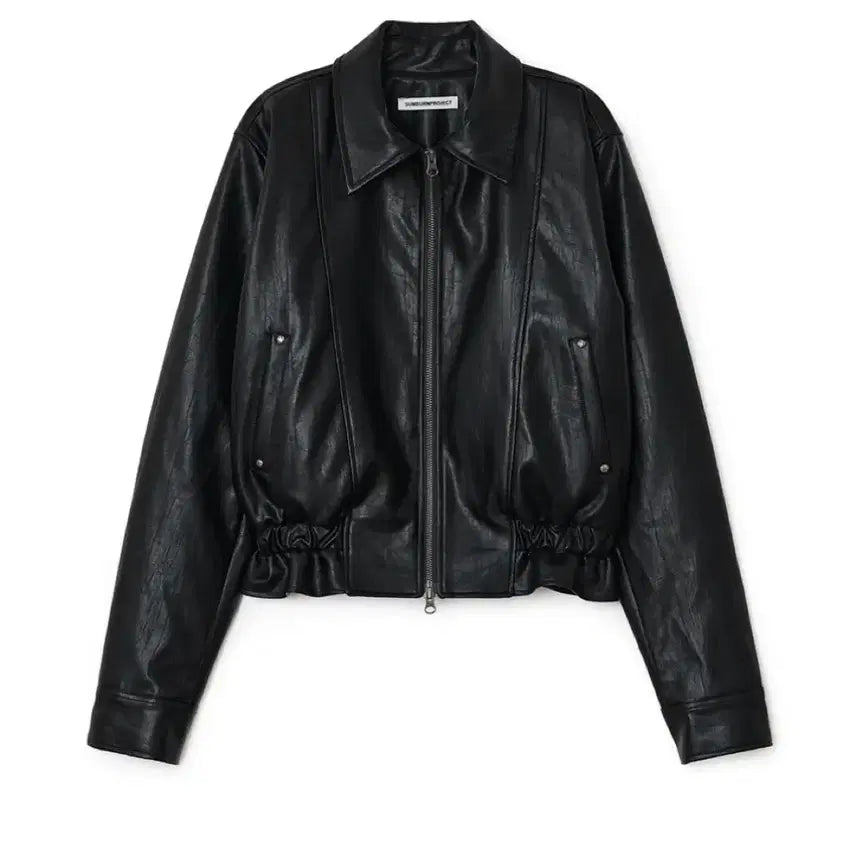 [BUNJANG] Sunburn Project Black Faux Frill Leather Jacket / 썬번프로젝트 Faux Leather Frill Jumper 레더 자켓