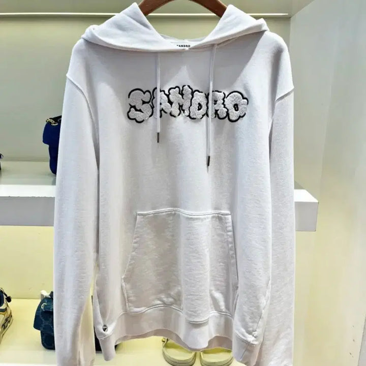 [BUNJANG] Sandro White Logo Hoodie M / Sandro 산드로 흰색 로고 후드티 M