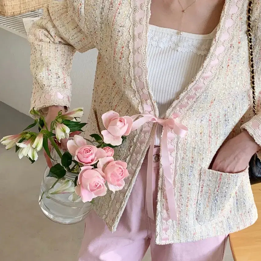 [BUNJANG] Bycini Gift Tweed Jacket Cream / 바이씨니 제작기프트트위드JK 크림