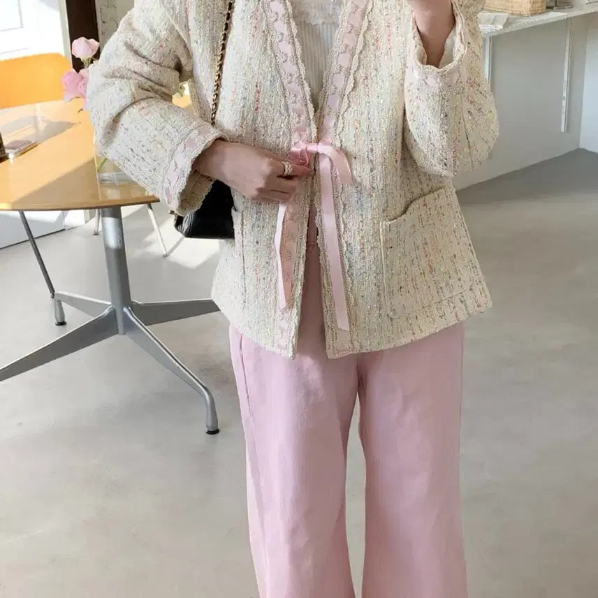 [BUNJANG] Bycini Gift Tweed Jacket Cream / 바이씨니 제작기프트트위드JK 크림