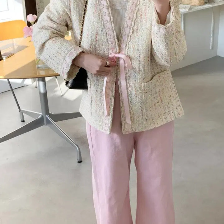 [BUNJANG] Bycini Gift Tweed Jacket Cream / 바이씨니 제작기프트트위드JK 크림