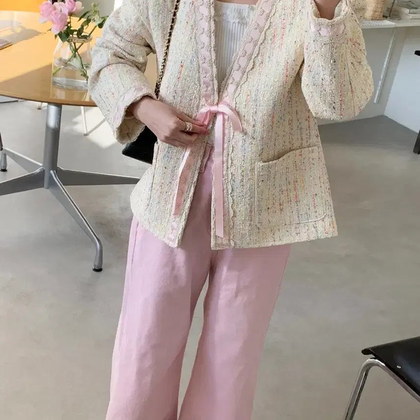 [BUNJANG] Bycini Gift Tweed Jacket Cream / 바이씨니 제작기프트트위드JK 크림