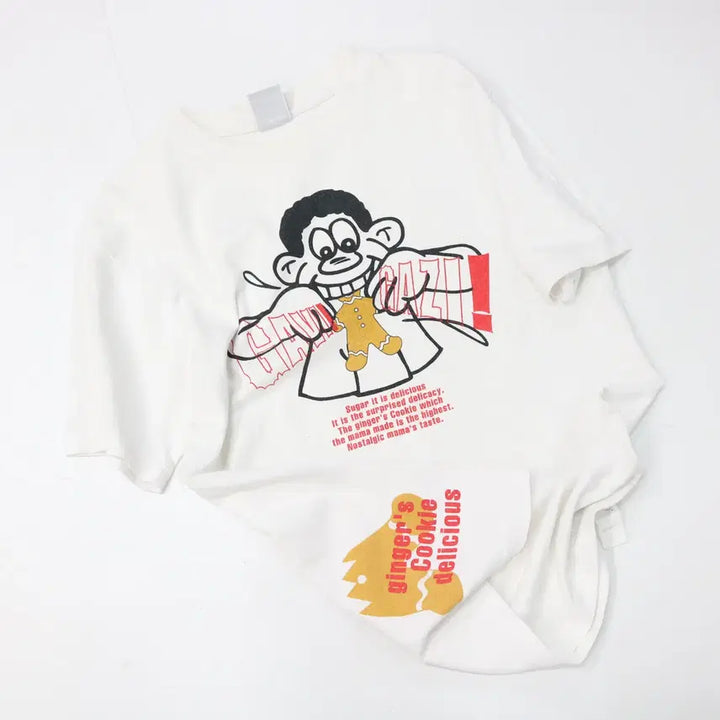 [BUNJANG] Funky Bass Gingerbread Graphic White T-Shirt (M) / funky bass 펑키베이스 진저브레드 그래픽 화이트 반팔티셔츠 (M)