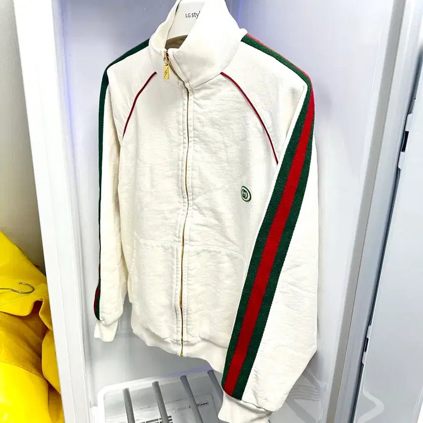 [BUNJANG] Gucci Web Stripe Cotton Sweatshirt Jacket / 백화점 구매한 95 구찌 웹 스트라이프 코튼 스웨트셔츠 집업 자켓