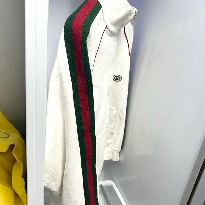 [BUNJANG] Gucci Web Stripe Cotton Sweatshirt Jacket / 백화점 구매한 95 구찌 웹 스트라이프 코튼 스웨트셔츠 집업 자켓